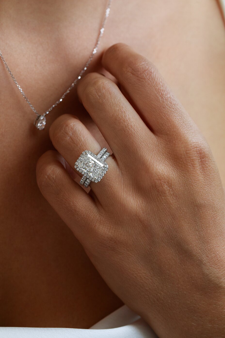 Maya Platinum Halo Engagement Ring