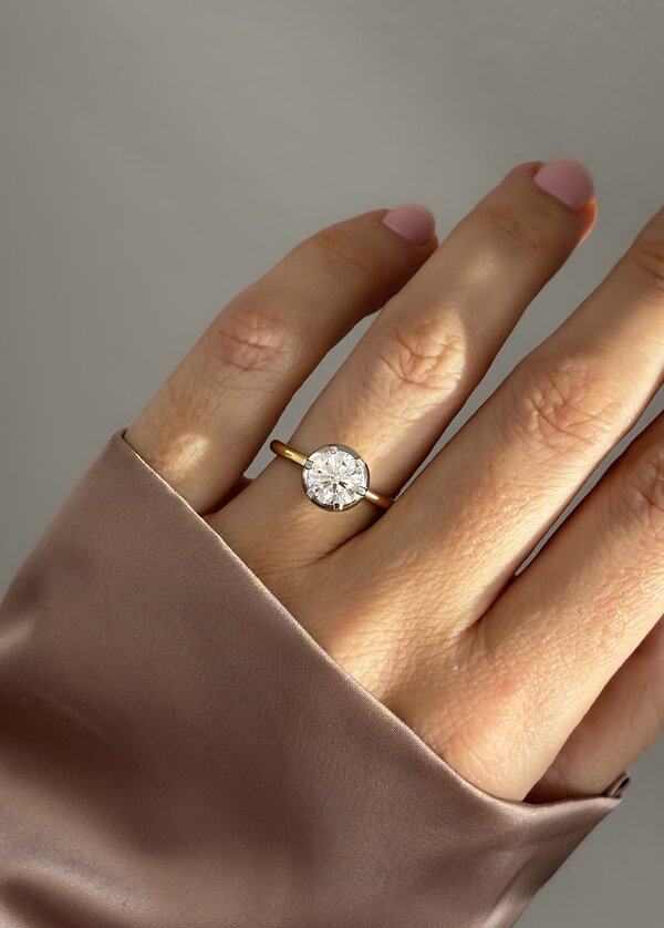 round diamond two tone Georgian style engagement ring Charlotte