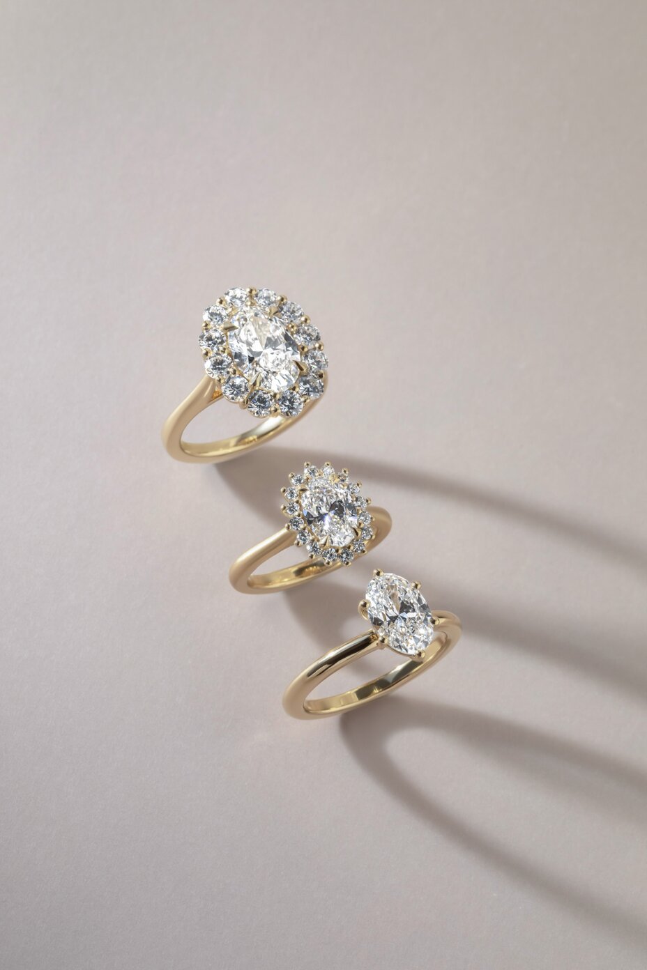oval cut engagement rings in yellow gold