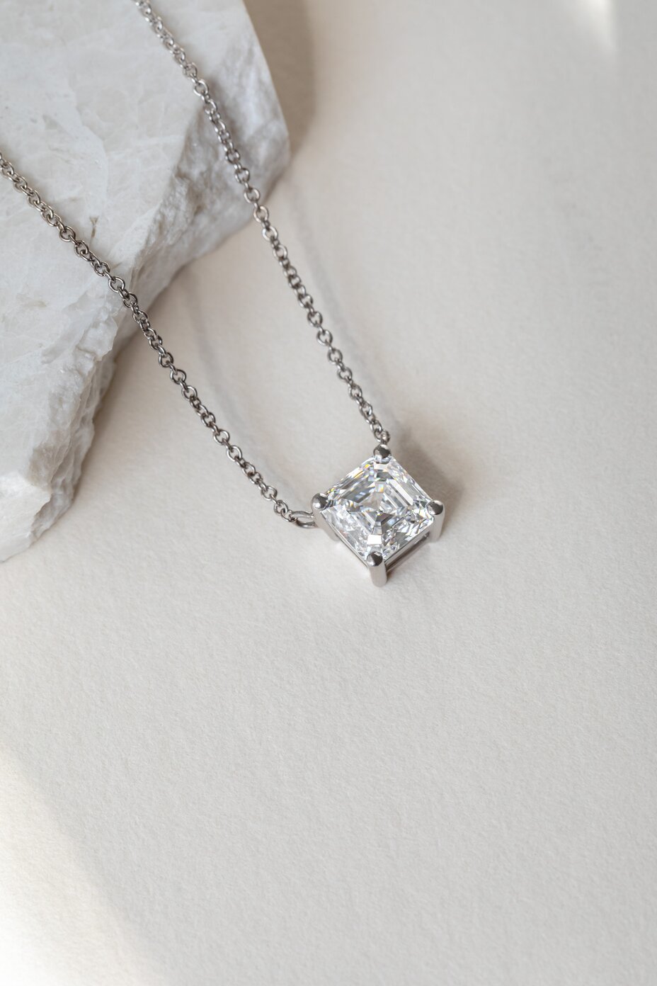 1.48ct Lab Grown Solitaire Asscher Cut Diamond Pendant