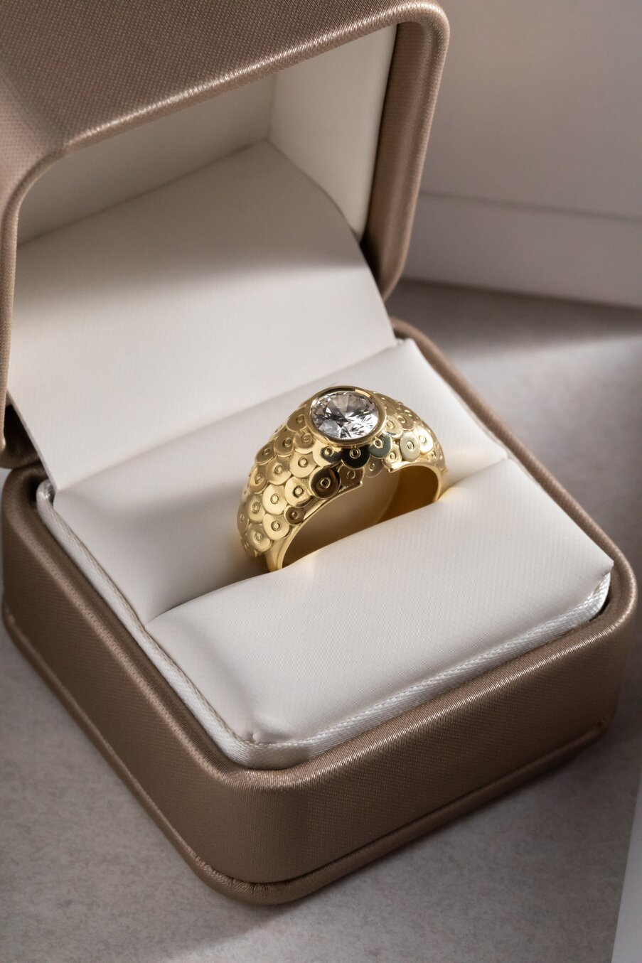 Dahlia Yellow Gold Flower Engagement Ring