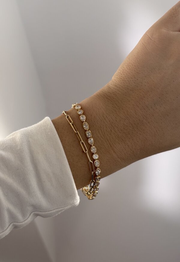 4.80 Carat Lab Grown Multi Diamond Bezel Set Bracelet in Yellow Gold