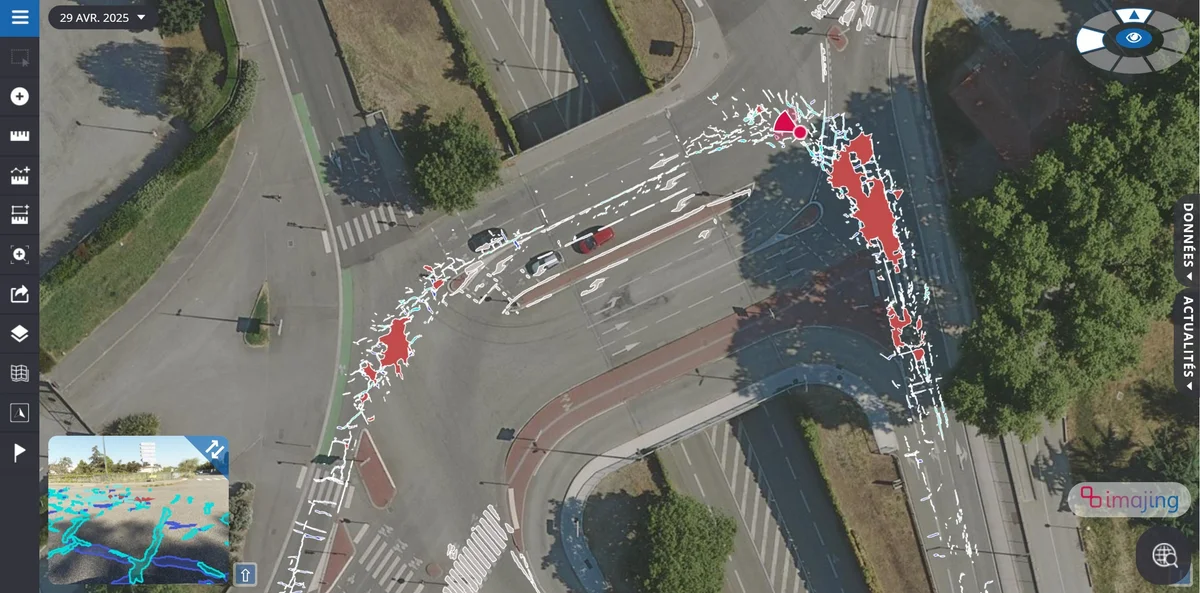 imajnet Gecko: distress mapped at an intersection on the aerial view
