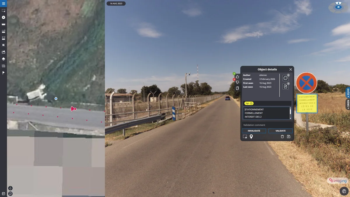 imajnet Gecko: no-parking sign detected with its text extracted by OCR in the object details