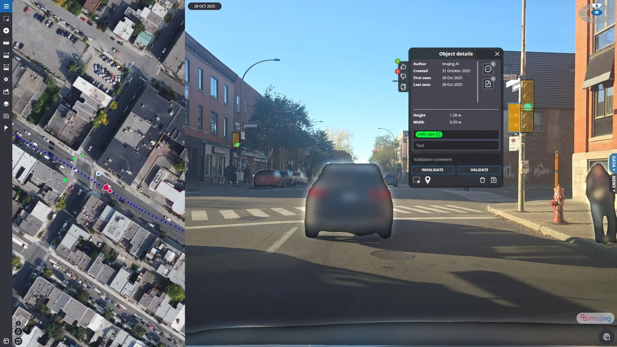 imajnet Gecko: traffic light detected at a city crossing with its height and width