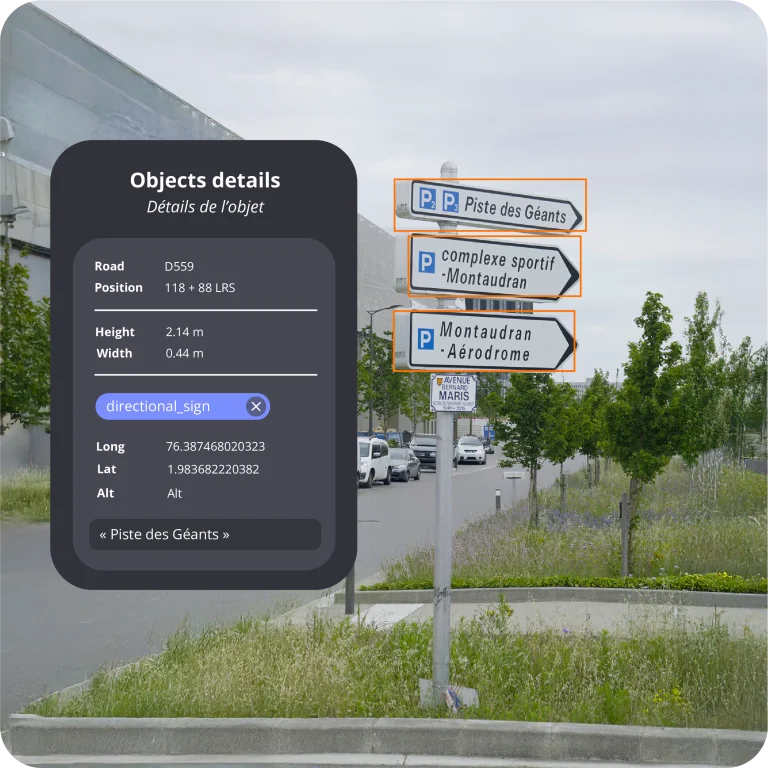 Street furniture automatically detected along a surveyed corridor