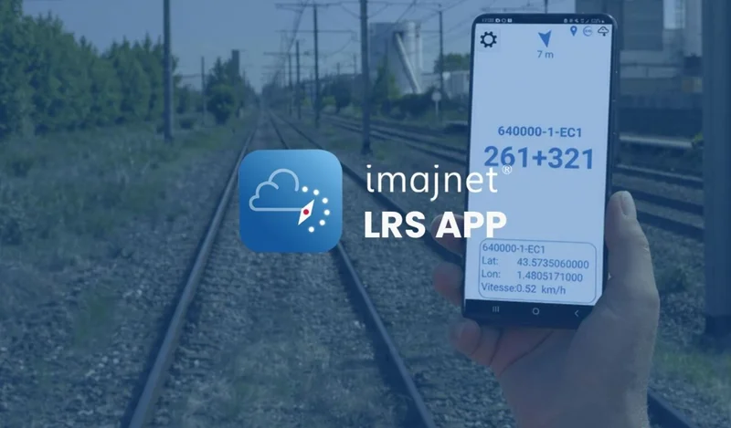 imajnet LRS App showing a linear reference along a railway track