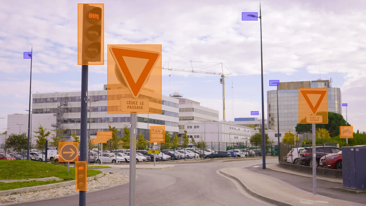 Imajing AI road sign and traffic light detection