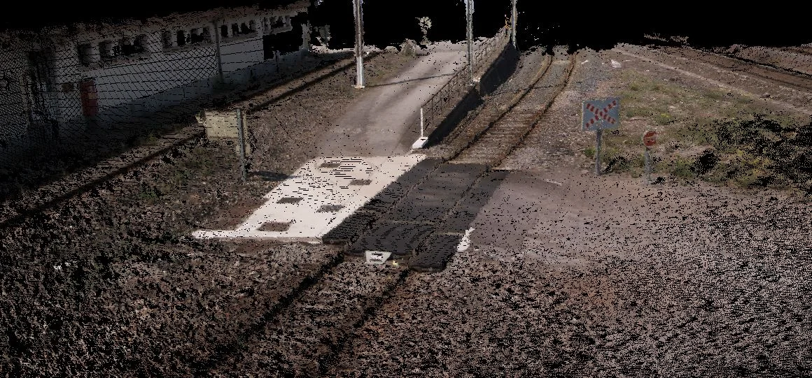 Railway level crossing reconstructed as a 3D point cloud by imajing