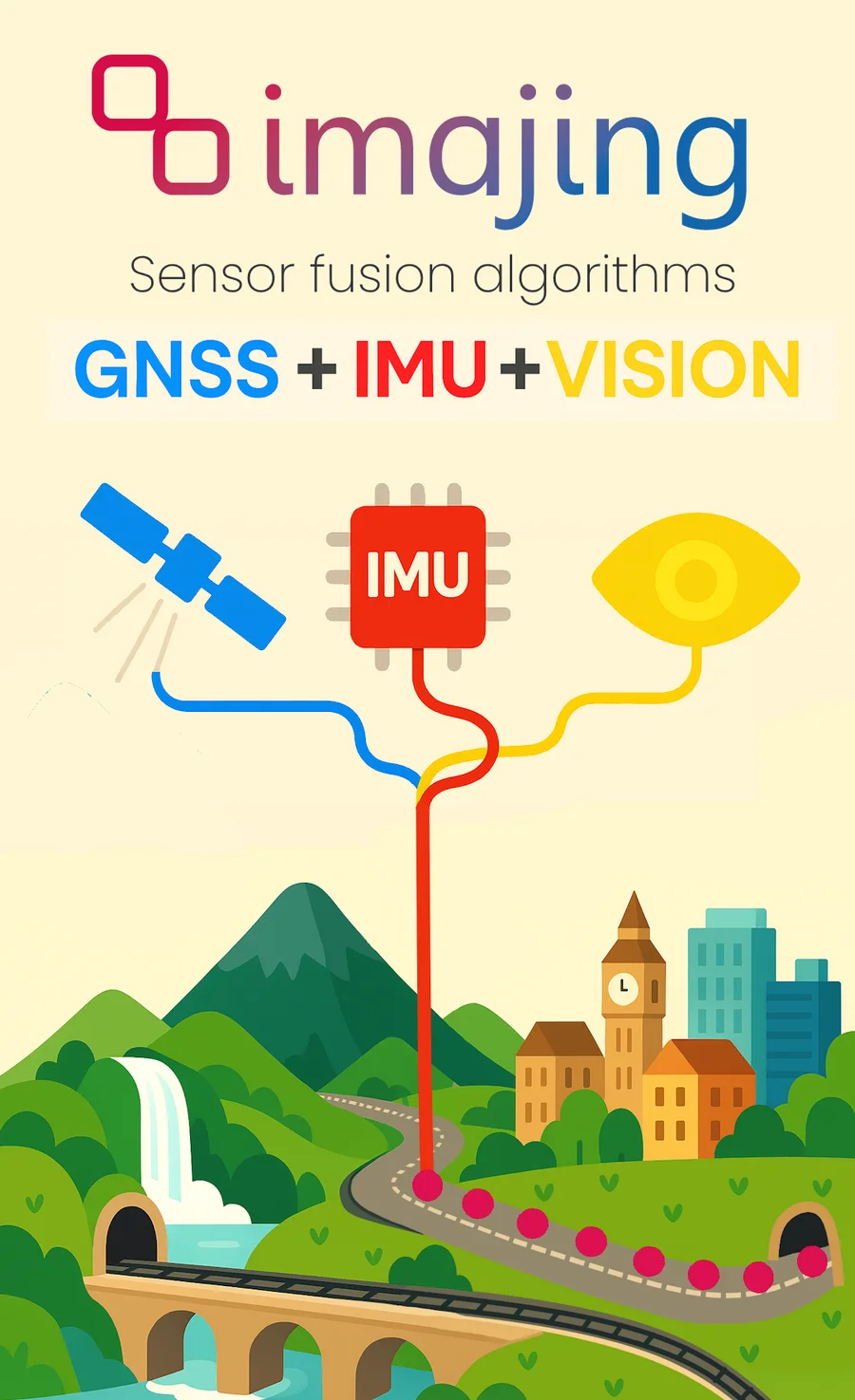 Algorithmes de fusion de capteurs Imajing combinant GNSS, IMU et vision