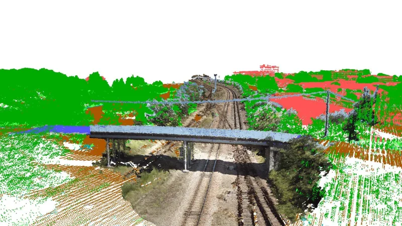 Imajing 3D Pro classified point cloud of a railway bridge