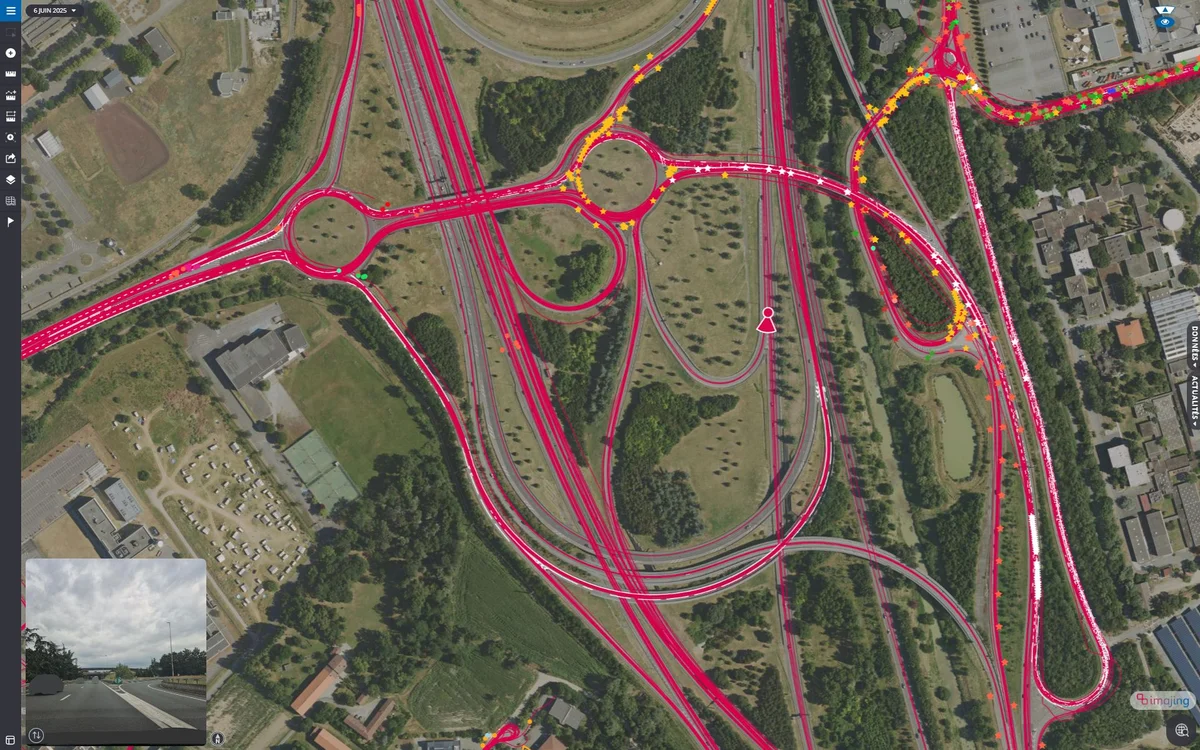 Imajnet AI road and rail infrastructure detection map