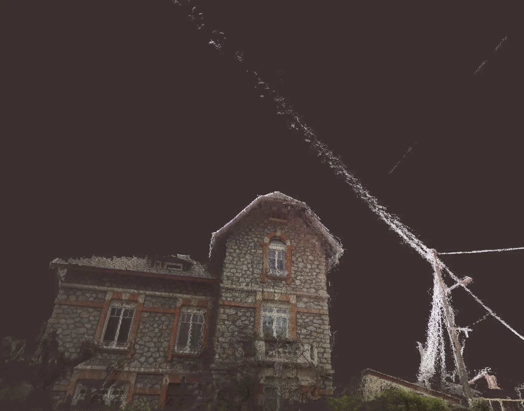 House facade reconstructed as a 3D point cloud model by imajing