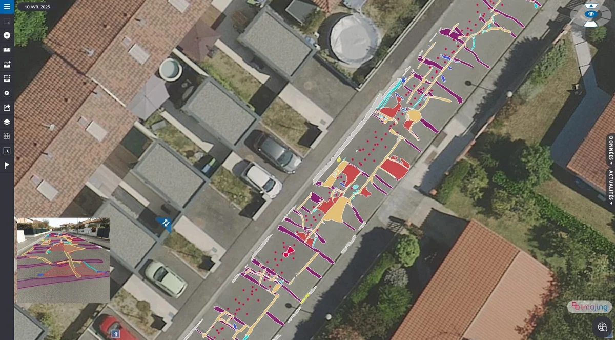 imajnet Gecko: pavement distress mapped on the aerial view