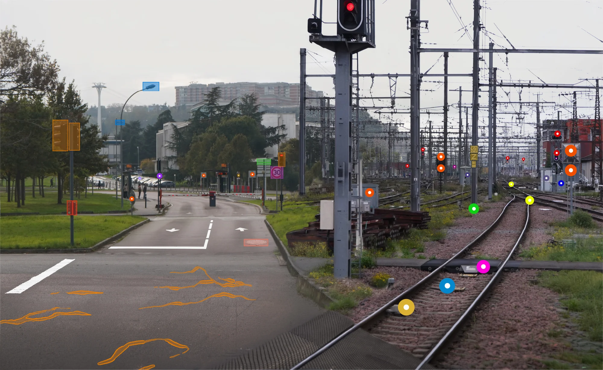 Railway signals and assets automatically detected and geo-referenced by imajing AI models