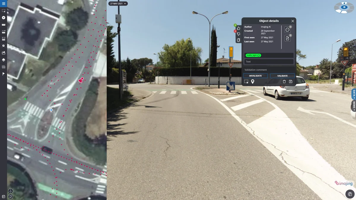 imajnet Gecko: traffic light detected at a roundabout with the object details