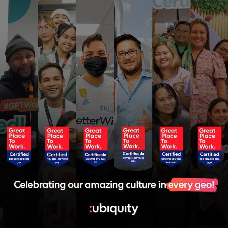 Ubiquity certified as Great Place to Work® for second consecutive year