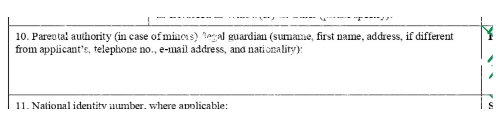 Formulario de solicitud de visa portuguesa paso 3