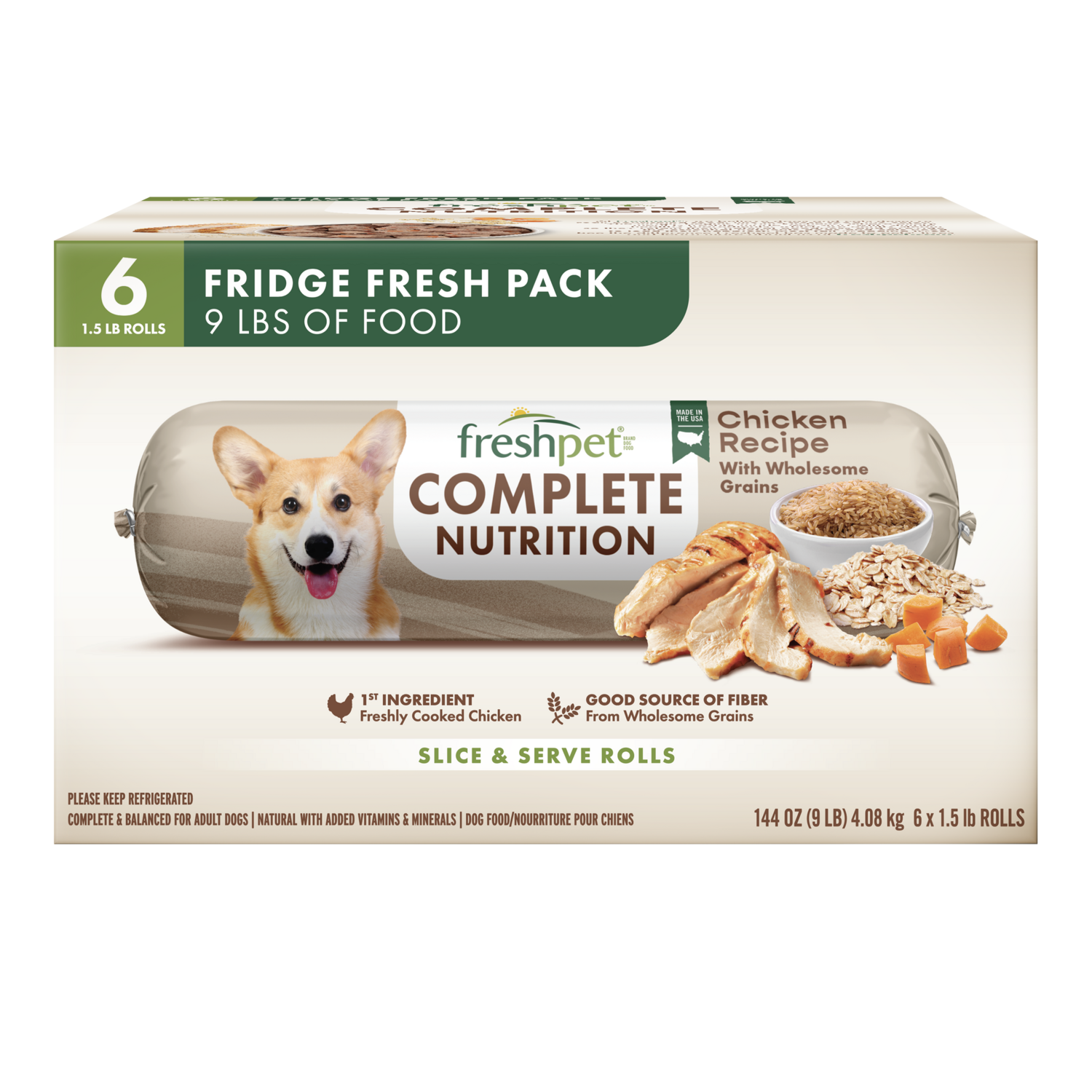 Freshpet® Complete Nutrition Chicken Recipe with Wholesome Grains