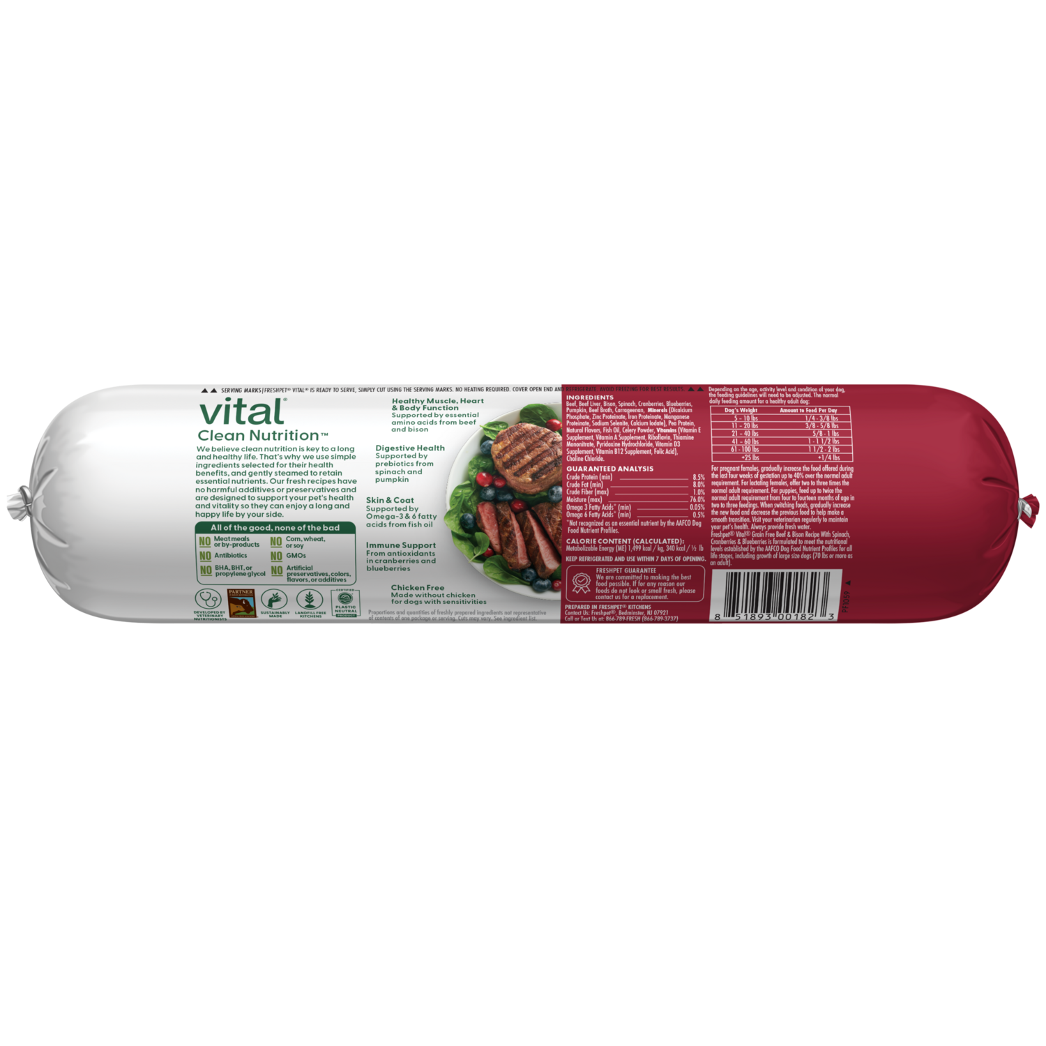 Freshpet® Vital Grain Free Beef, Bison, & Spinach Dog Food