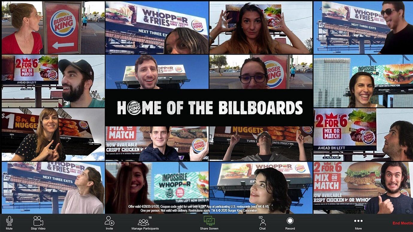 Burger King offers Whoppers for Zoom backdrop plugs