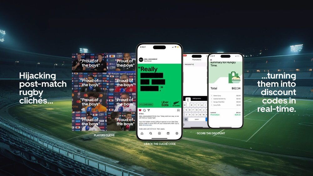 Uber Eats plays with sport clichés for Rugby World Cup discount code ...