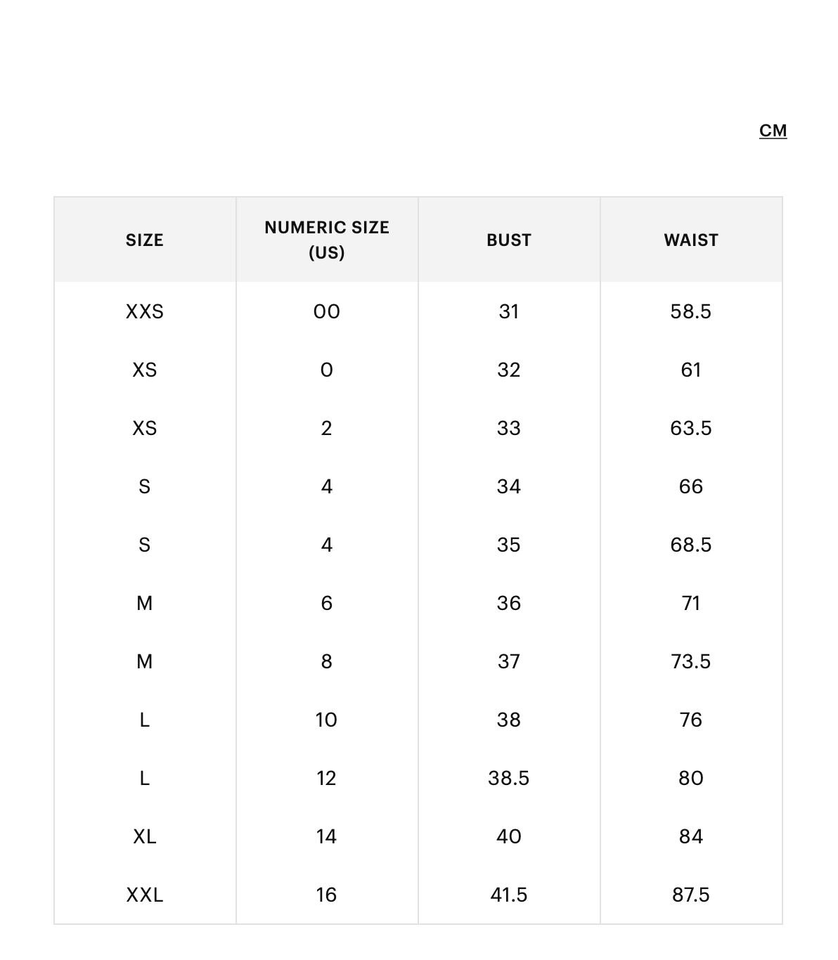 Size Guide - PAIGE