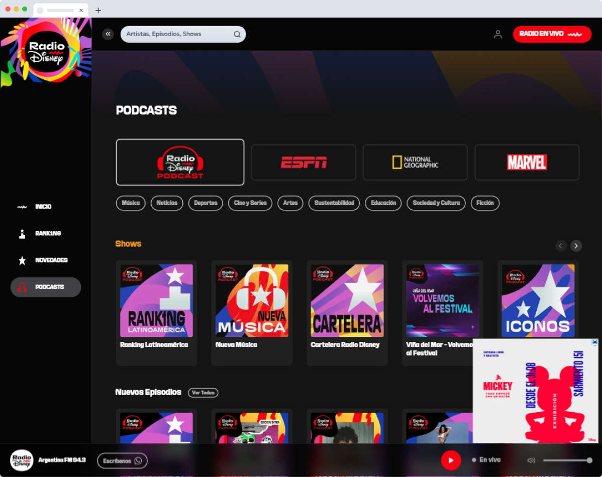 Radio Disney website screenshot 1