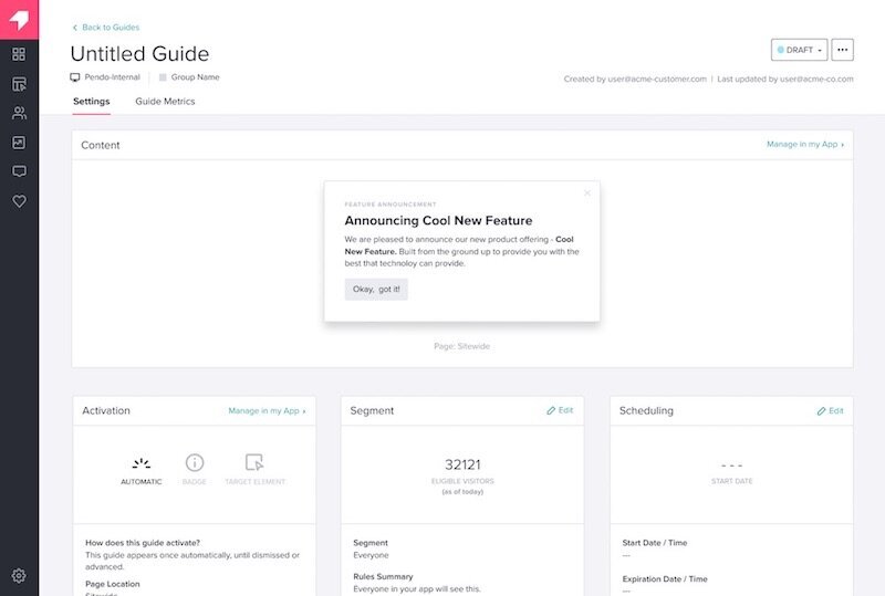 Visual Design Studio: Expand the power of in-app guides | Pendo.io Blog ...