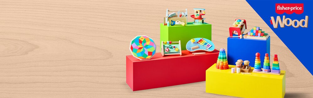 A collection of Fisher-Price Wood products.