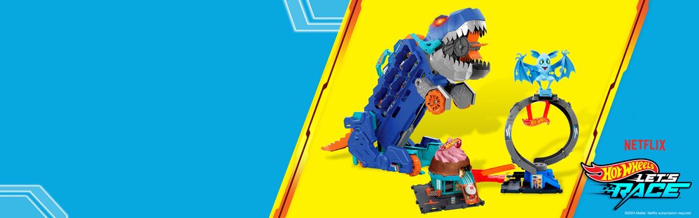 A collection of Hot Wheels toys.