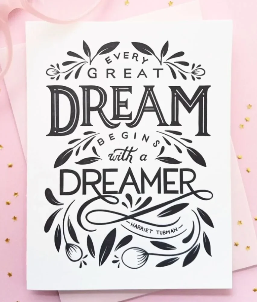 Creative hand-lettered quote design with playful art, showcasing a ...