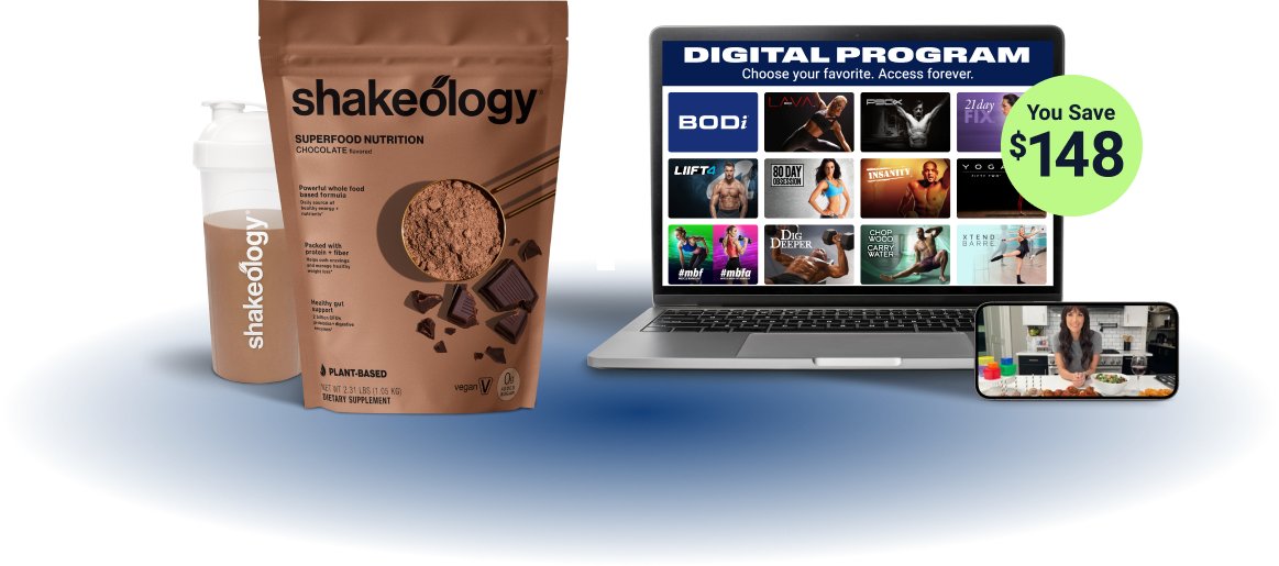 Healthy Start Bundle Shakeology plus fitness program BODi by Beachbody