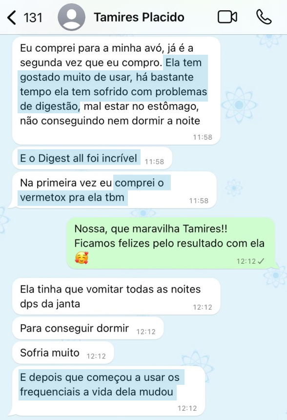 Depoimento principal de cliente