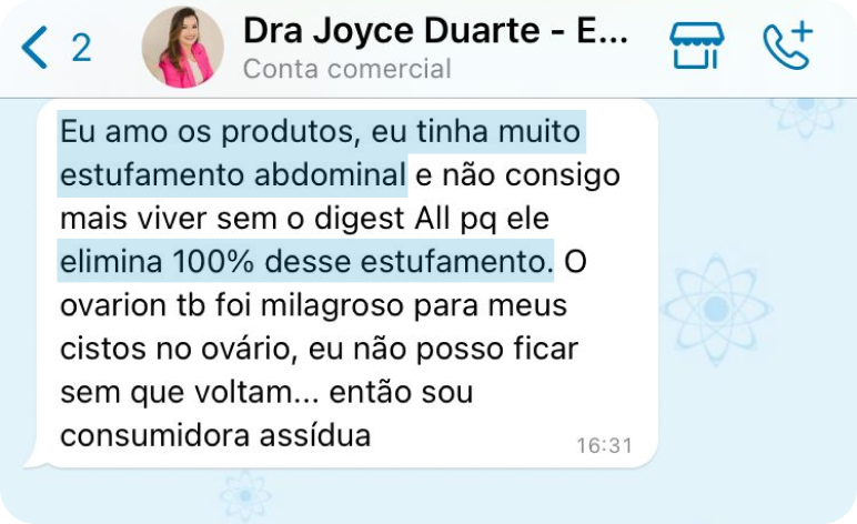 Depoimento principal de cliente