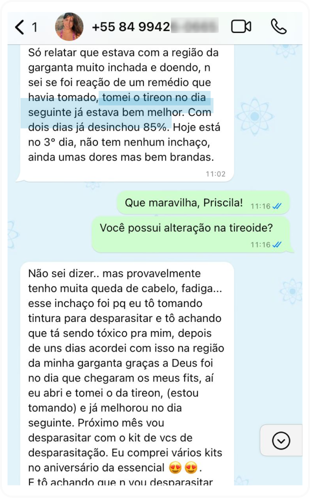 Depoimento de cliente sobre o Tireon