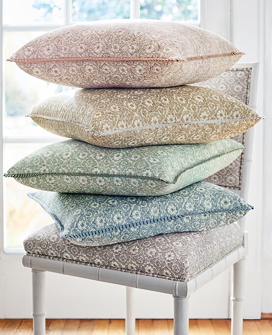 STOCKBRIDGE Fabrics (AF16139) – Apricot and Slate | Thibaut