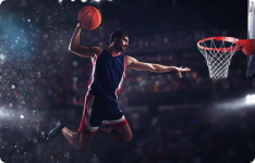 Basketball player dunking