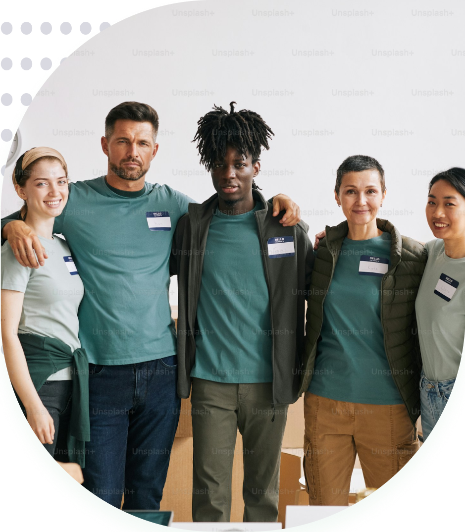 Volunteers working together