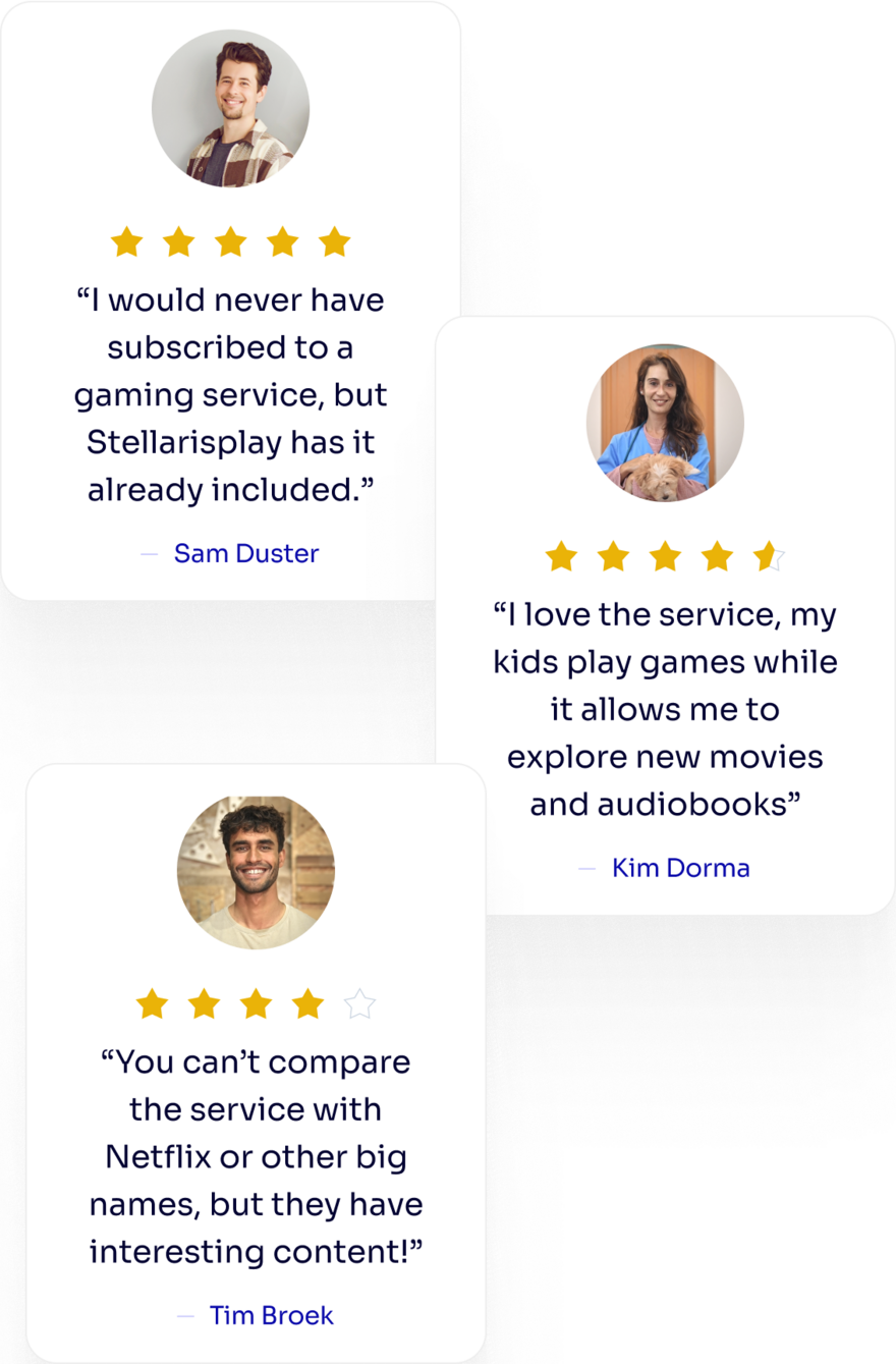 Cards with reviews from happy customers