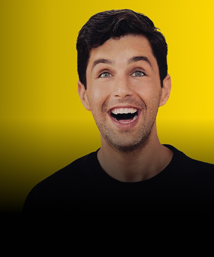 Laughing man on a yellow background
