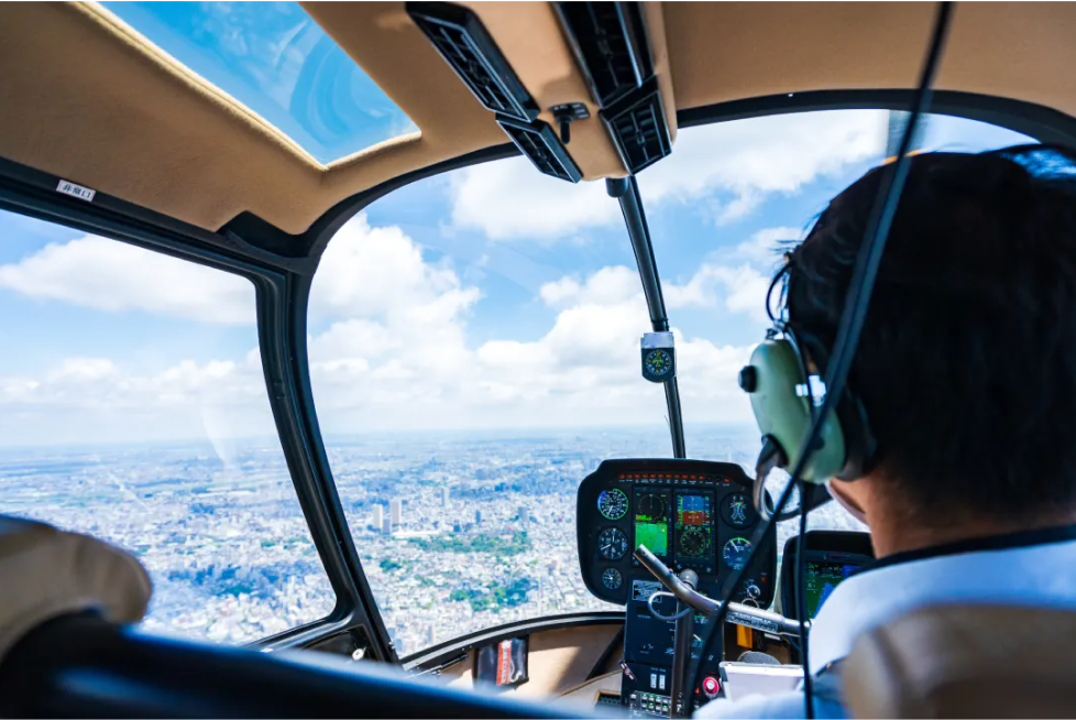 A helicopter ready for takeoff