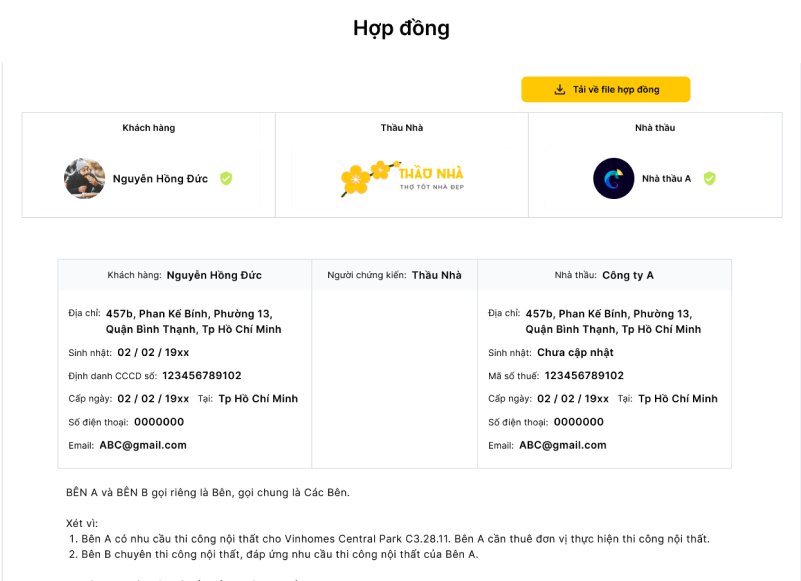 Hợp đồng template