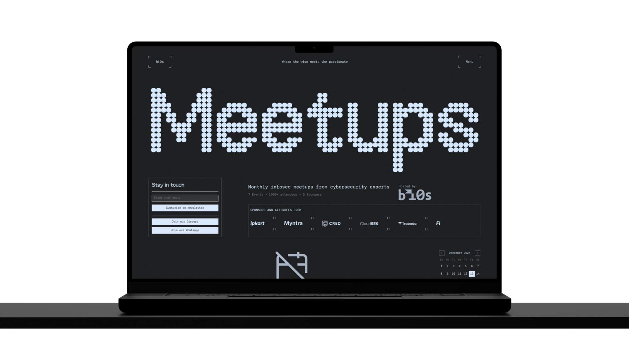 bi0s Meetups platform showcase