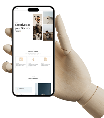 Hand holding a phone displaying Pulsar's responsive design