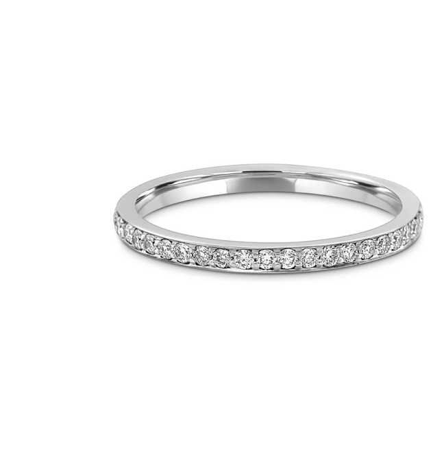 Delicate semi-eternity ring with intricate diamond setting