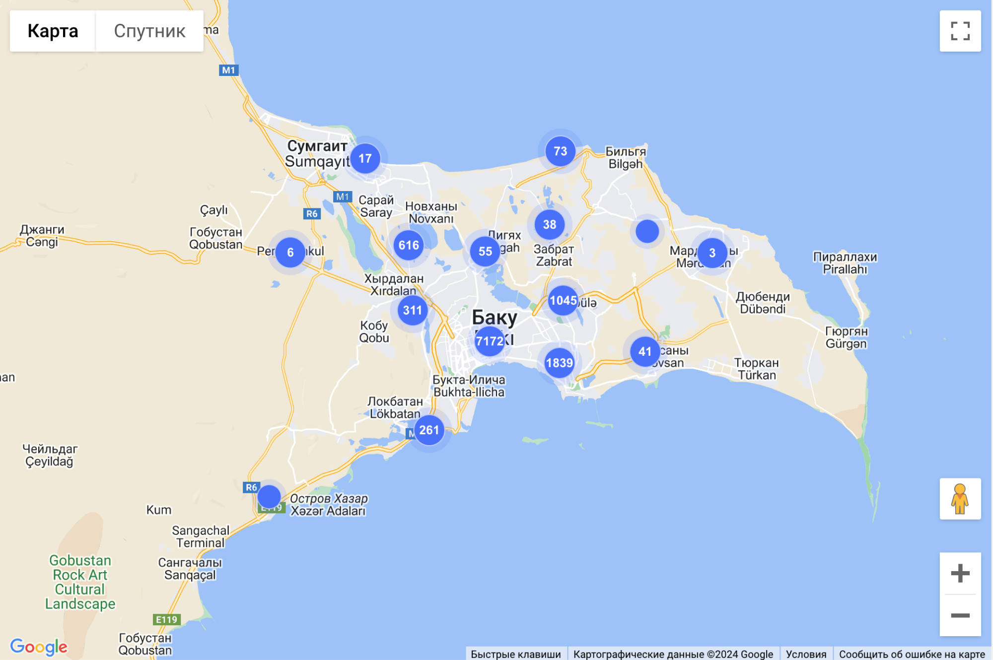 Map view of properties