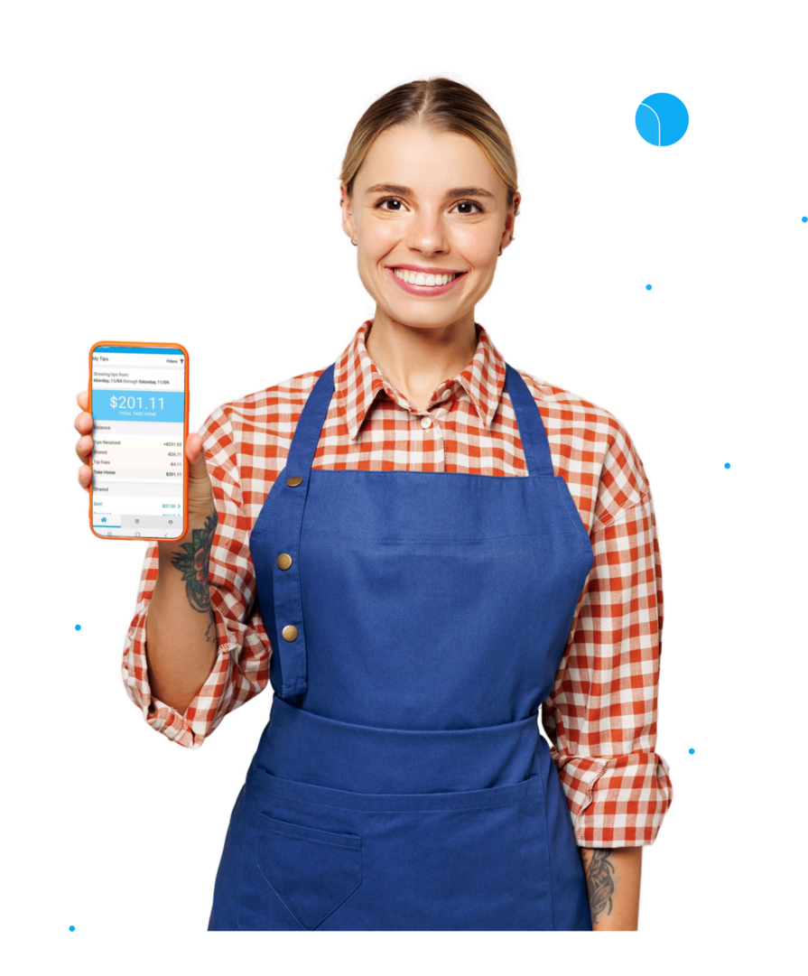 A happy employee using the TipHaus Employee App 
