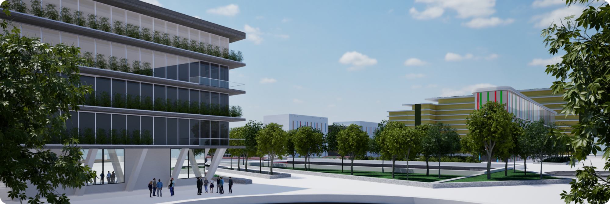 Panoramic view of green urban space