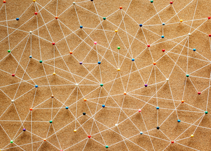 Network diagram showing data connections and patterns